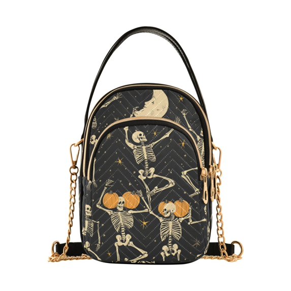 FORMRS Crossbody Bag for Women Quilted Travel Shoulder Cell Phone Purse with Chain Strap Handbag, Halloween Dancing