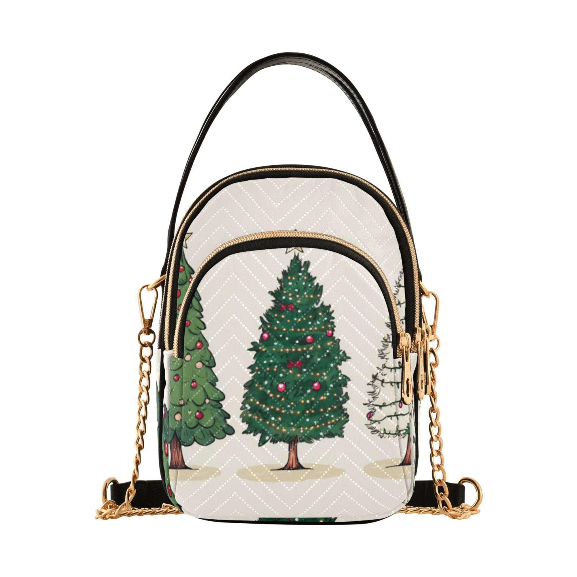 FORMRS Crossbody Bag for Women Quilted Travel Shoulder Cell Phone Purse with Chain Strap Handbag, Hand Drawn Christmas Stars