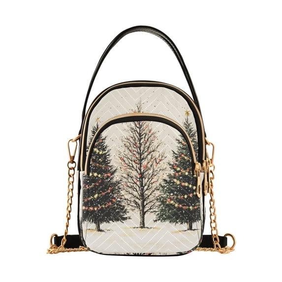 FORMRS Crossbody Bag for Women Quilted Travel Shoulder Cell Phone Purse with Chain Strap Handbag, Hand Drawn Christmas Stars