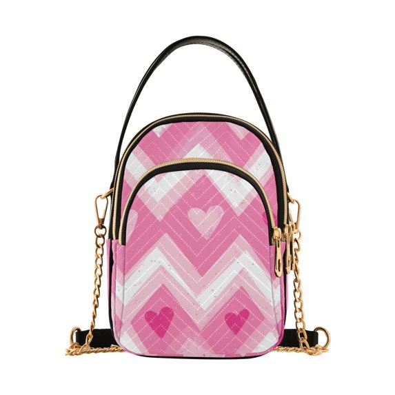 FORMRS Crossbody Bag for Women Quilted Travel Shoulder Cell Phone Purse with Chain Strap Handbag, Heart Geometric