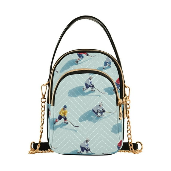 FORMRS Crossbody Bag for Women Quilted Travel Shoulder Cell Phone Purse with Chain Strap Handbag, Ice Hockey