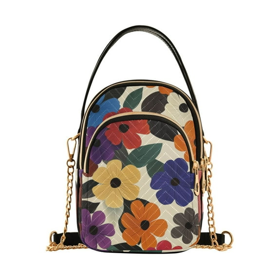 FORMRS Crossbody Bag for Women Shoulder Cell Phone Purse with Zipper, Large Colorful Flowers Pattern