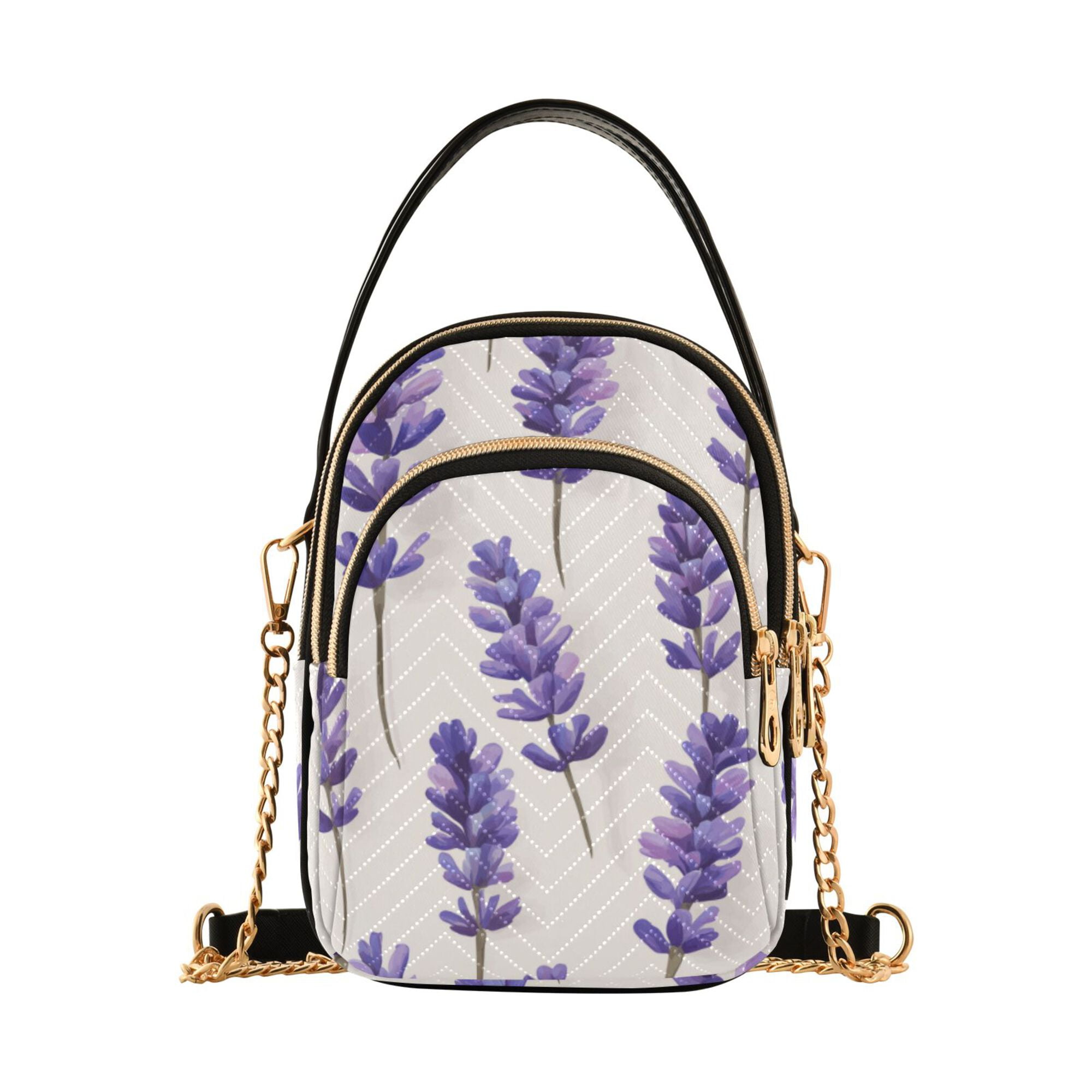 FORMRS Crossbody Bag for Women Quilted Travel Shoulder Cell Phone Purse with Chain Strap Handbag, Lavender Pattern