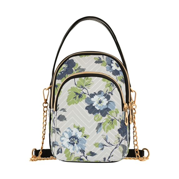 FORMRS Crossbody Bag for Women Quilted Travel Shoulder Cell Phone Purse with Chain Strap Handbag, Light Floral Pattern