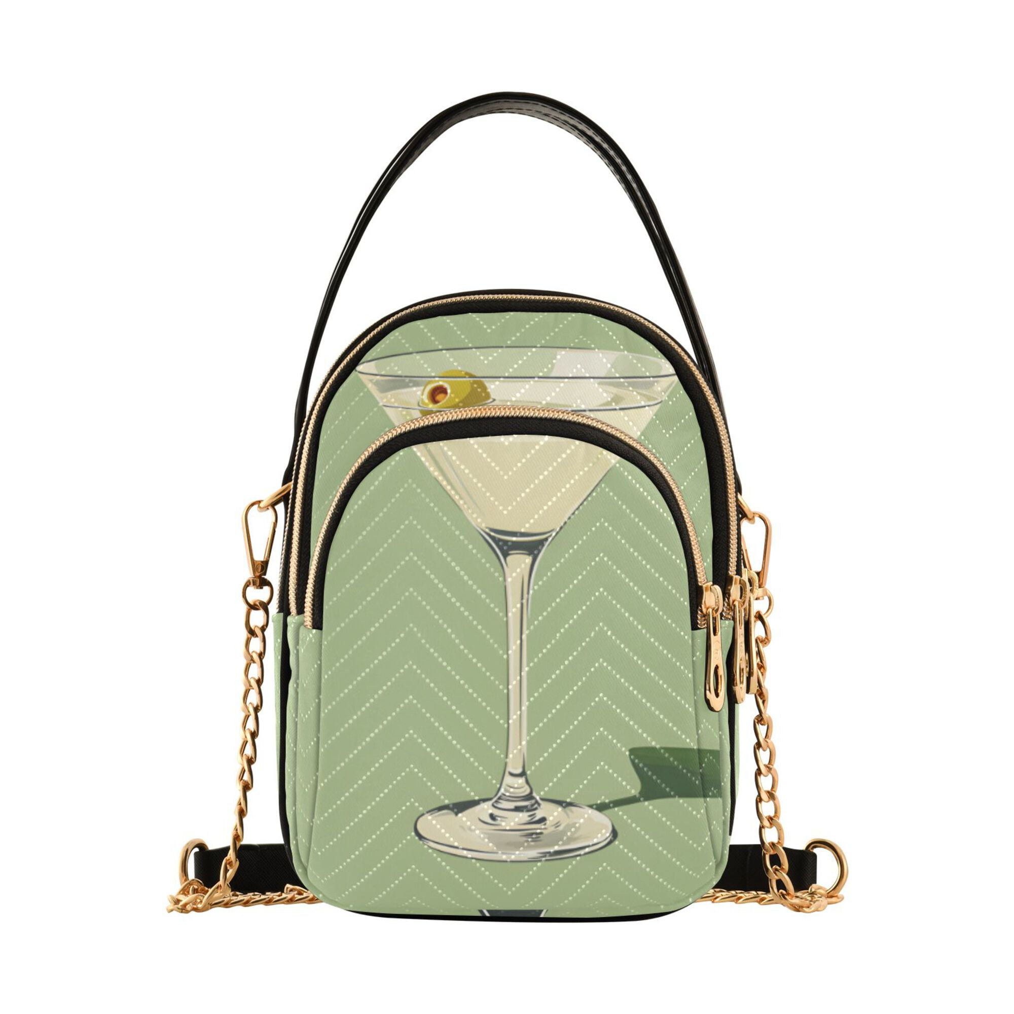 FORMRS Crossbody Bag for Women Quilted Travel Shoulder Cell Phone Purse with Chain Strap Handbag, Light Green Martini