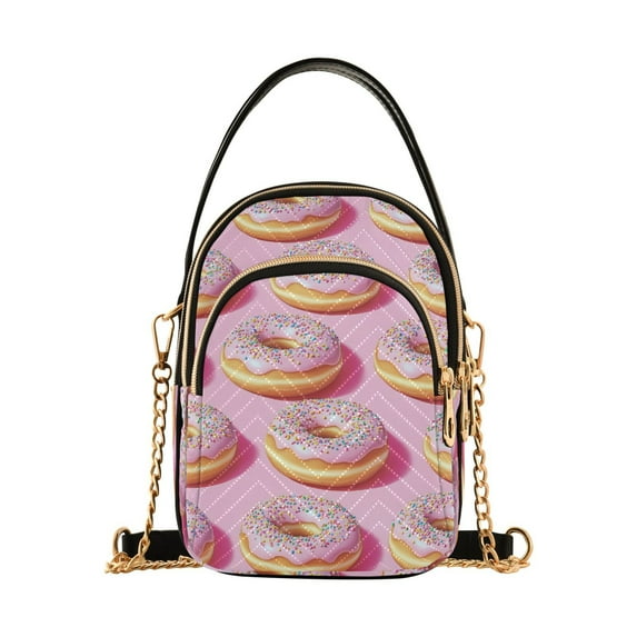 FORMRS Crossbody Bag for Women Quilted Travel Shoulder Cell Phone Purse with Chain Strap Handbag, Light Pink Doughnuts