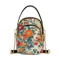 thumbnail image 1 of FORMRS Crossbody Bag for Women Quilted Travel Shoulder Cell Phone Purse with Chain Strap Handbag, Orange Japanese Flowers Pattern, 1 of 7