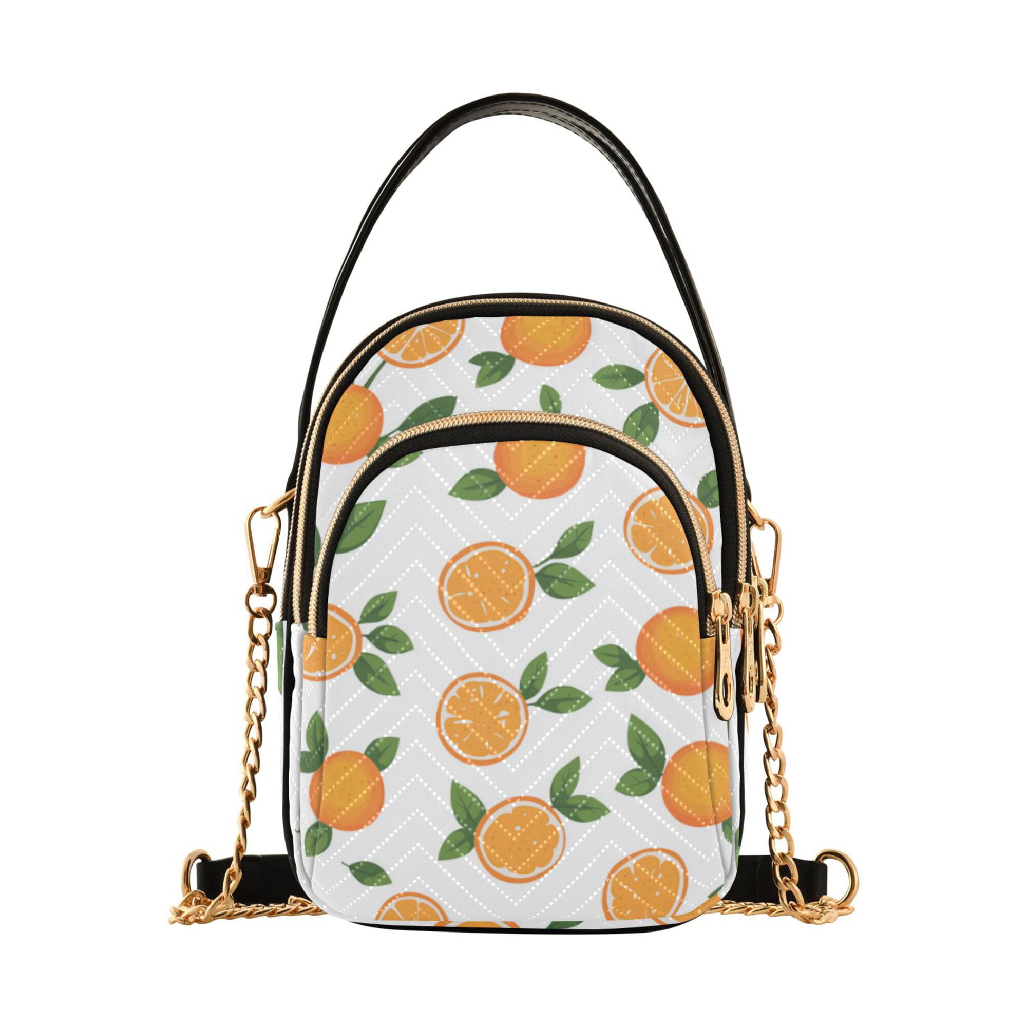 FORMRS Crossbody Bag for Women Quilted Travel Shoulder Cell Phone Purse with Chain Strap Handbag, Orange