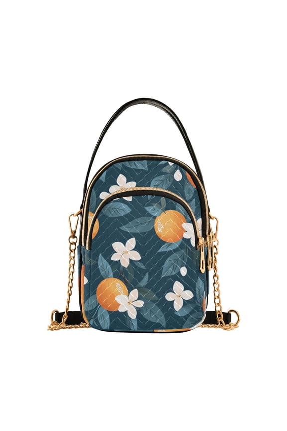 Crossbody Bag for Women Quilted Travel Shoulder Cell Phone Purse with Chain Strap Handbag, Oranges Pattern