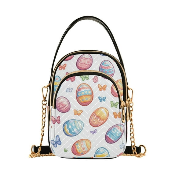 FORMRS Crossbody Bag for Women Quilted Travel Shoulder Cell Phone Purse with Chain Strap Handbag, Pastel Easter Pattern