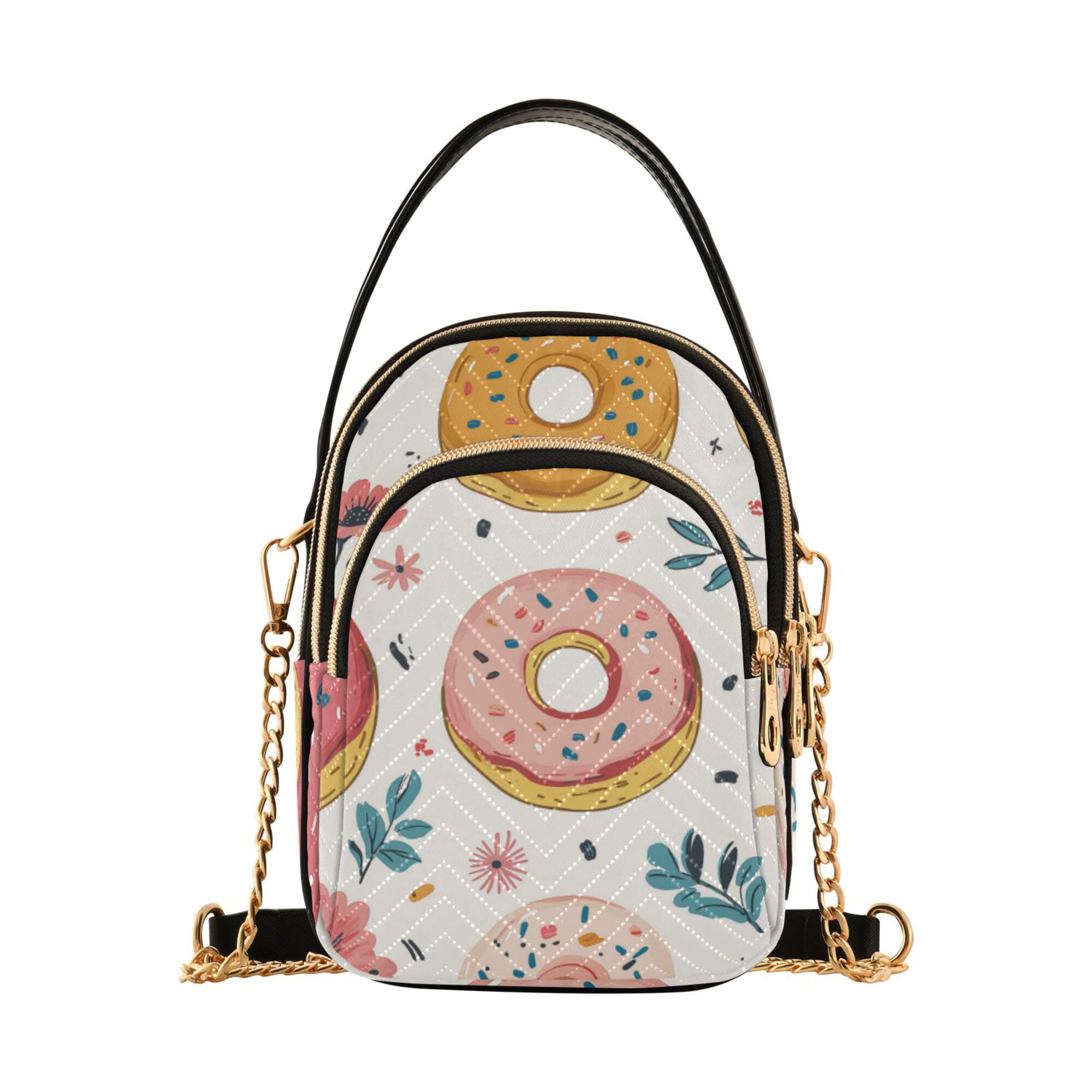 FORMRS Crossbody Bag for Women Quilted Travel Shoulder Cell Phone Purse with Chain Strap Handbag, Pink Donut