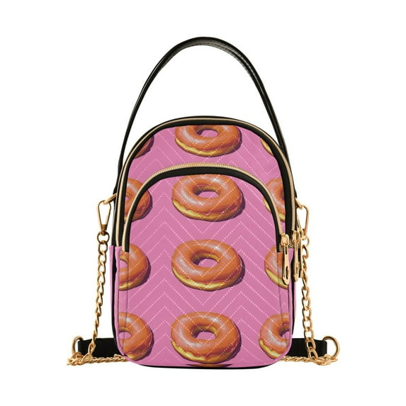 FORMRS Crossbody Bag for Women Quilted Travel Shoulder Cell Phone Purse with Chain Strap Handbag, Pink Doughnuts