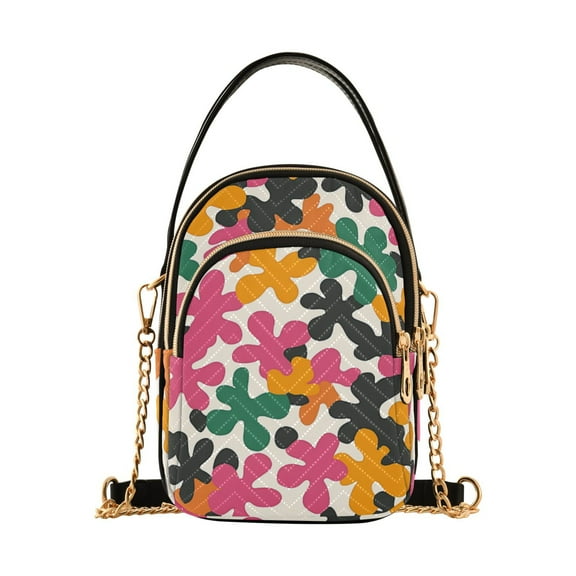 FORMRS Crossbody Bag for Women Shoulder Cell Phone Purse with Zipper, Pink Floral Blooms