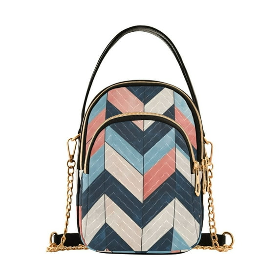 FORMRS Crossbody Bag for Women Quilted Travel Shoulder Cell Phone Purse with Chain Strap Handbag, Pink Geometric