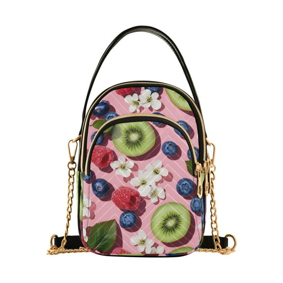 FORMRS Crossbody Bag for Women Quilted Travel Shoulder Cell Phone Purse with Chain Strap Handbag, Pink Kiwi