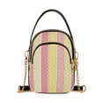 thumbnail image 1 of FORMRS Crossbody Bag for Women Quilted Travel Shoulder Cell Phone Purse with Chain Strap Handbag, Pink and Yellow Striped Pattern, 1 of 7