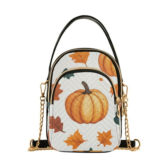 FORMRS Crossbody Bag for Women Quilted Travel Shoulder Cell Phone Purse with Chain Strap Handbag, Pumpkins Pattern