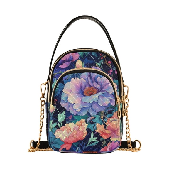 FORMRS Crossbody Bag for Women Shoulder Cell Phone Purse with Zipper, Puprle Ethereal Floral Harmony