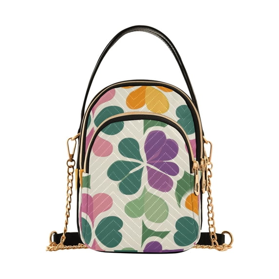 FORMRS Crossbody Bag for Women Shoulder Cell Phone Purse with Zipper, Purple Clover Pattern