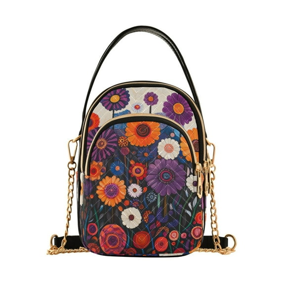 FORMRS Crossbody Bag for Women Shoulder Cell Phone Purse with Zipper, Purple Flowers