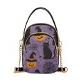 thumbnail image 1 of FORMRS Crossbody Bag for Women Quilted Travel Shoulder Cell Phone Purse with Chain Strap Handbag, Purple Halloween Black Cat, 1 of 7
