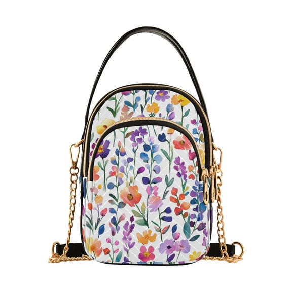 FORMRS Crossbody Bag for Women Shoulder Cell Phone Purse with Zipper, Purple Wildflower Pattern