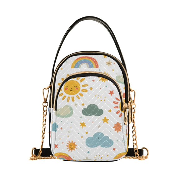 FORMRS Crossbody Bag for Women Quilted Travel Shoulder Cell Phone Purse with Chain Strap Handbag, Rainbows Pattern