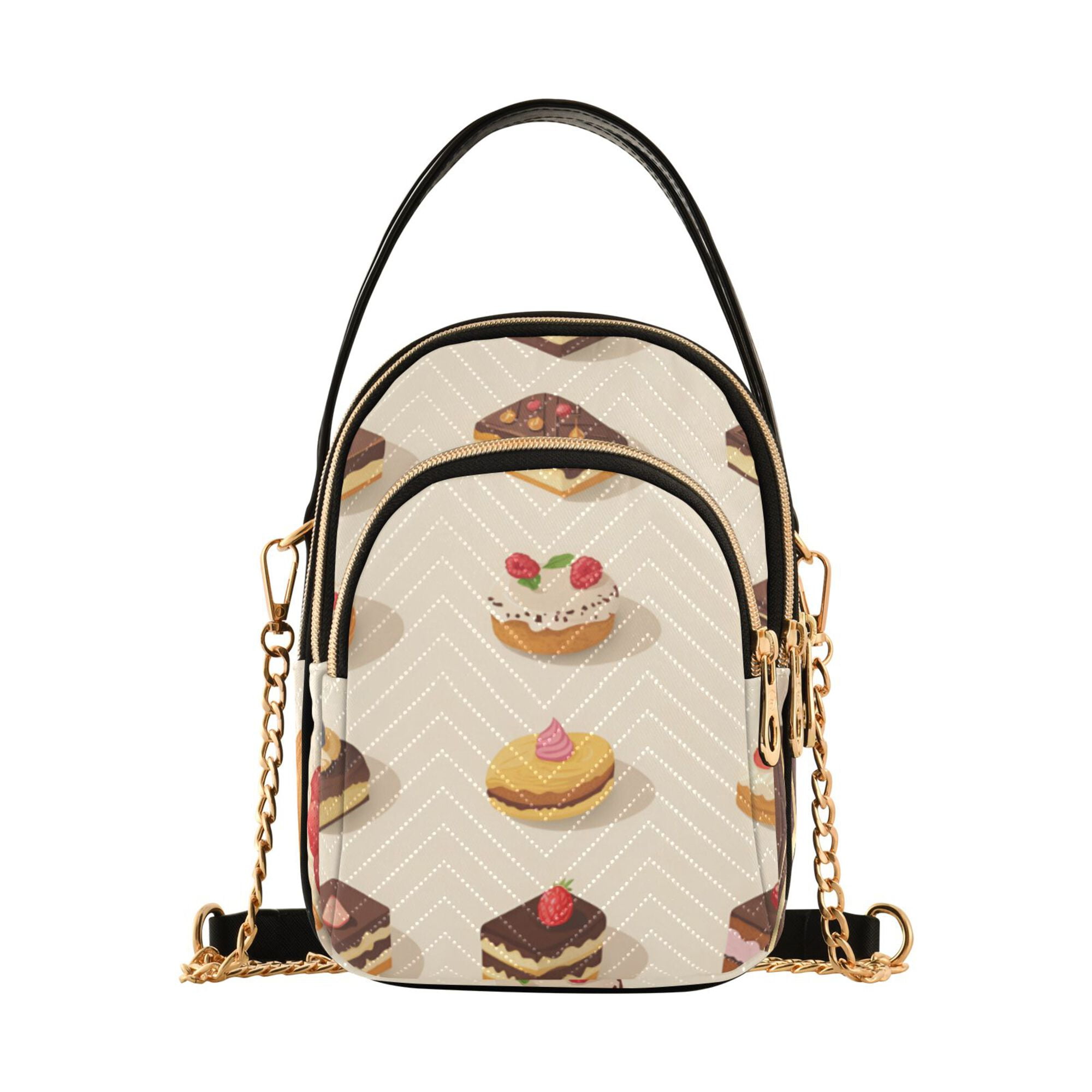FORMRS Crossbody Bag for Women Quilted Travel Shoulder Cell Phone Purse with Chain Strap Handbag, Red Cakes