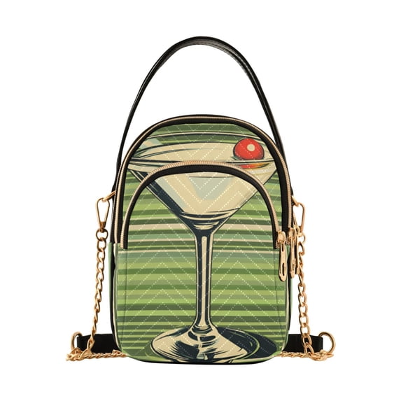 FORMRS Crossbody Bag for Women Quilted Travel Shoulder Cell Phone Purse with Chain Strap Handbag, Red Martini