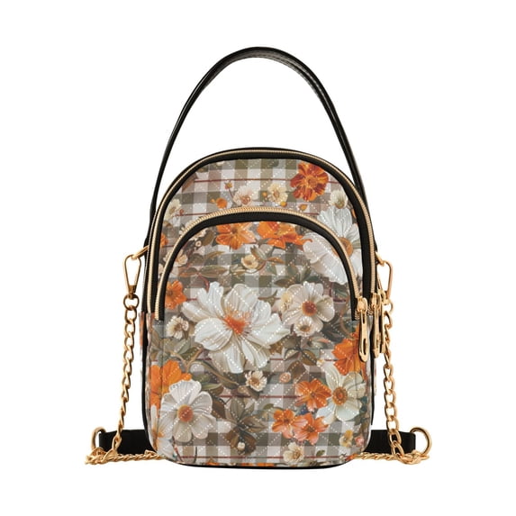 FORMRS Crossbody Bag for Women Quilted Travel Shoulder Cell Phone Purse with Chain Strap Handbag, Rustic Floral