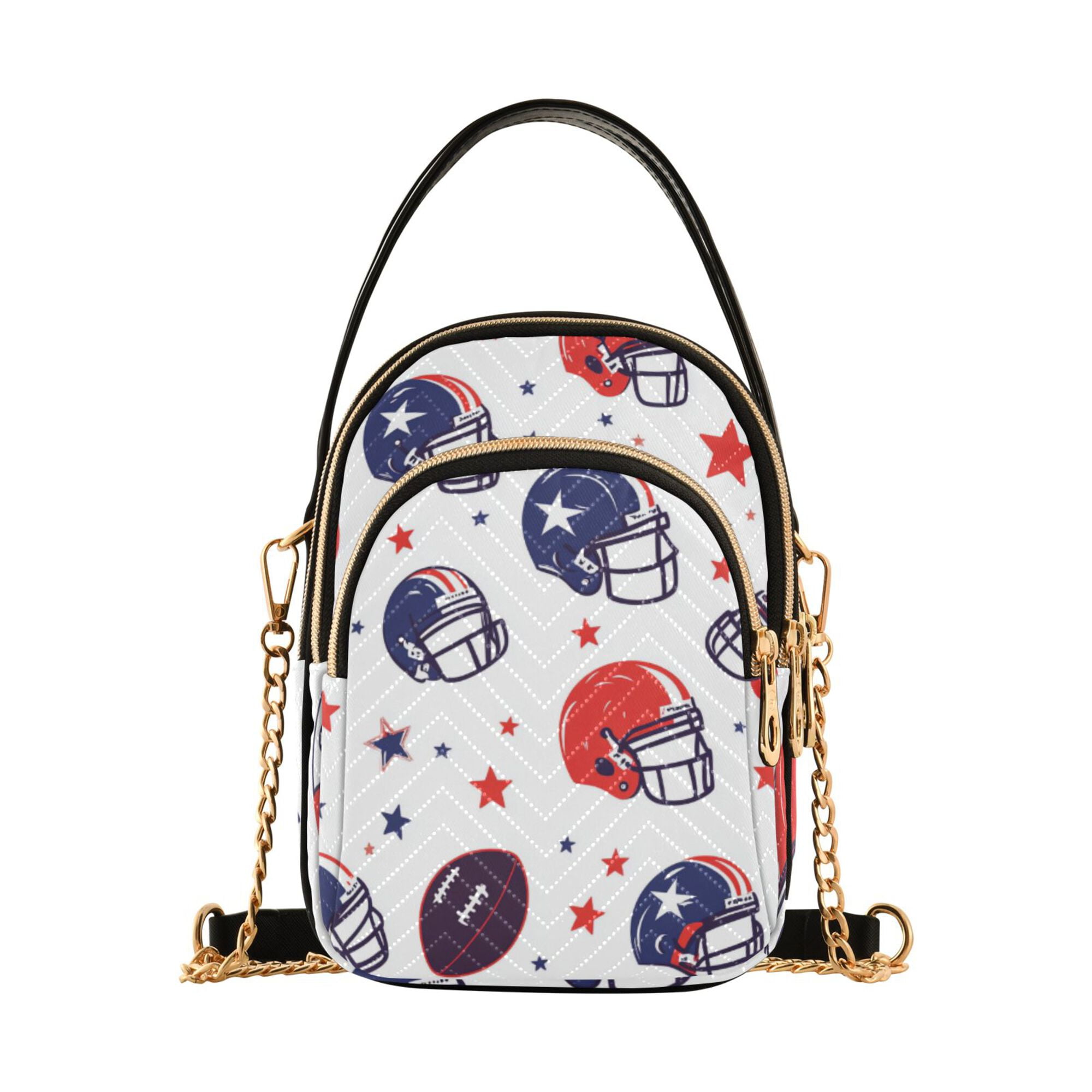 FORMRS Crossbody Bag for Women Quilted Travel Shoulder Cell Phone Purse with Chain Strap Handbag, Star Spangled Helmets