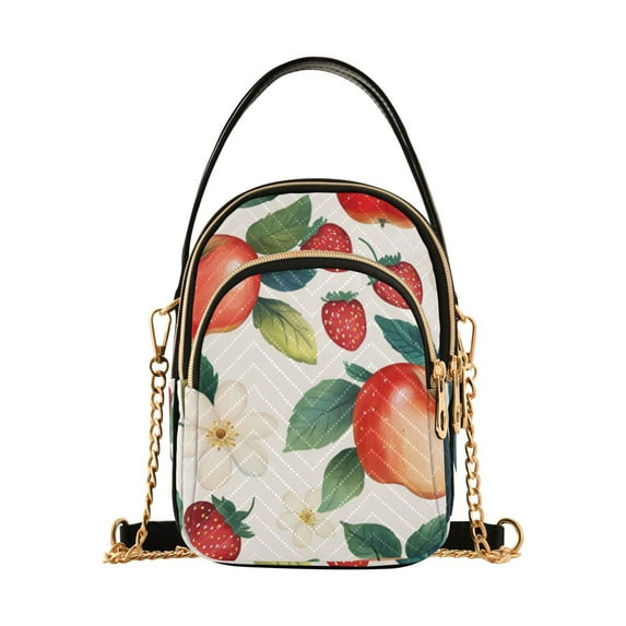 FORMRS Crossbody Bag for Women Quilted Travel Shoulder Cell Phone Purse with Chain Strap Handbag, Strawberry Pattern