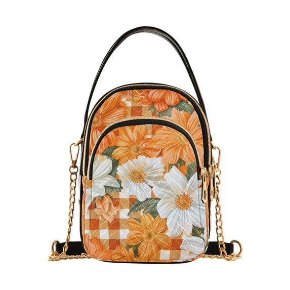 FORMRS Crossbody Bag for Women Quilted Travel Shoulder Cell Phone Purse with Chain Strap Handbag, Sunny Floral