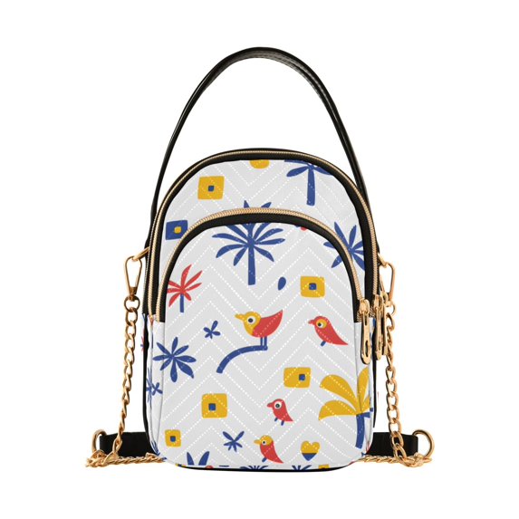 FORMRS Crossbody Bag for Women Quilted Travel Shoulder Cell Phone Purse with Chain Strap Handbag, Tropical Rhythm