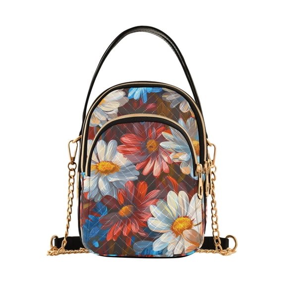 FORMRS Crossbody Bag for Women Quilted Travel Shoulder Cell Phone Purse with Chain Strap Handbag, Vibrant Floral