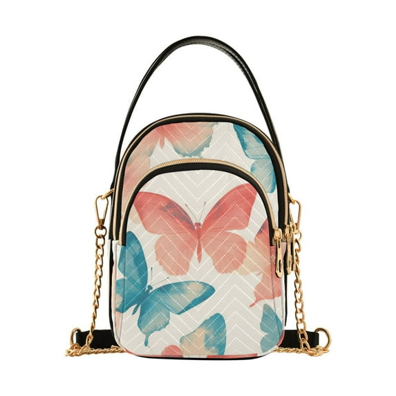 FORMRS Crossbody Bag for Women Quilted Travel Shoulder Cell Phone Purse with Chain Strap Handbag, Watercolor Butterflies