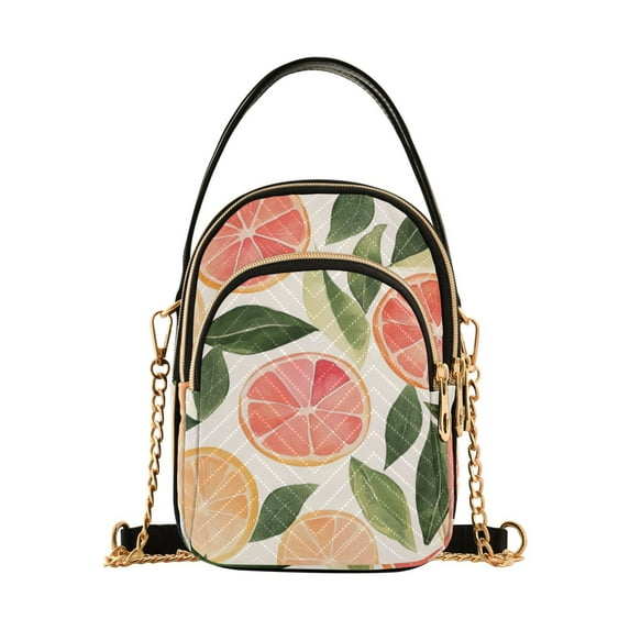 FORMRS Crossbody Bag for Women Quilted Travel Shoulder Cell Phone Purse with Chain Strap Handbag, Watercolor Grapefruit