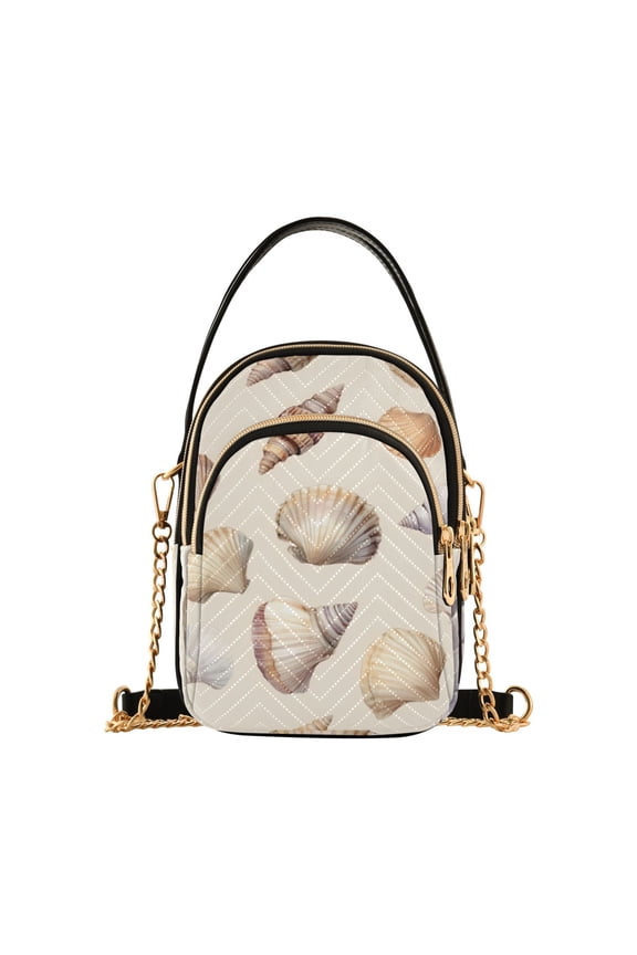 Crossbody Bag for Women Quilted Travel Shoulder Cell Phone Purse with Chain Strap Handbag, Watercolor Seashells