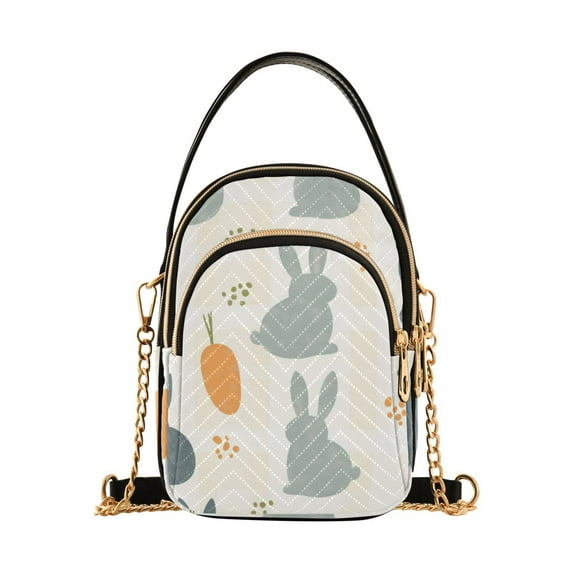 FORMRS Crossbody Bag for Women Quilted Travel Shoulder Cell Phone Purse with Chain Strap Handbag, Whimsical Rabbits