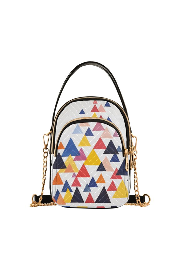 Crossbody Bag for Women Shoulder Cell Phone Purse with Zipper, White Abstract Triangles