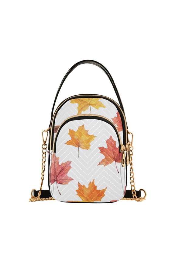 Crossbody Bag for Women Shoulder Cell Phone Purse with Zipper, White Autumn Leaves