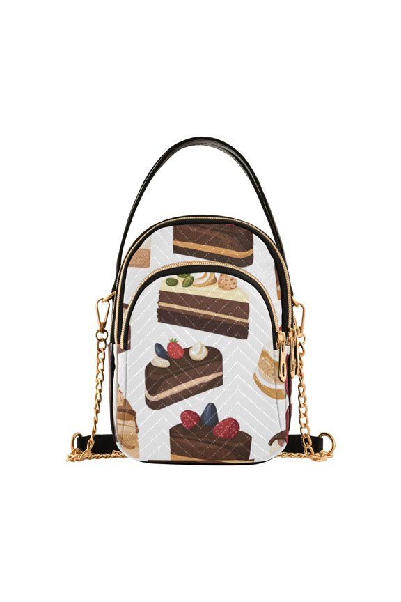 Crossbody Bag for Women Shoulder Cell Phone Purse with Zipper, White Cakes Pattern