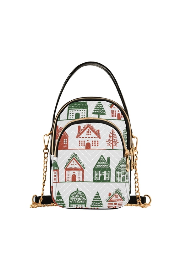 Crossbody Bag for Women Shoulder Cell Phone Purse with Zipper, White Christmas House