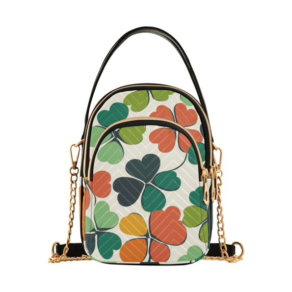 FORMRS Crossbody Bag for Women Shoulder Cell Phone Purse with Zipper, White Clover Pattern