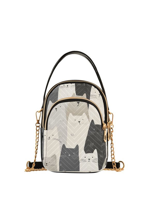 Crossbody Bag for Women Shoulder Cell Phone Purse with Zipper, White Cute Cats