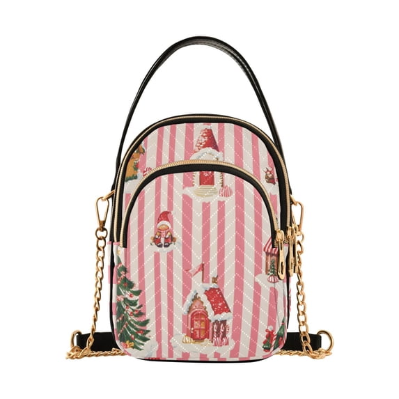 FORMRS Crossbody Bag for Women Quilted Travel Shoulder Cell Phone Purse with Chain Strap Handbag, White Gingerbread Houses