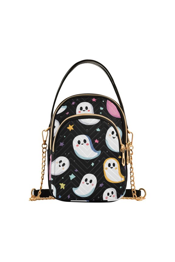 Crossbody Bag for Women Shoulder Cell Phone Purse with Zipper, White Halloween Ghost