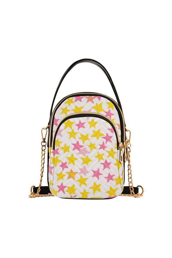 Crossbody Bag for Women Shoulder Cell Phone Purse with Zipper, White Stars Pattern