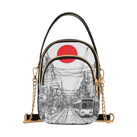 FORMRS Crossbody Bag for Women Quilted Travel Shoulder Cell Phone Purse with Chain Strap Handbag, White Streets