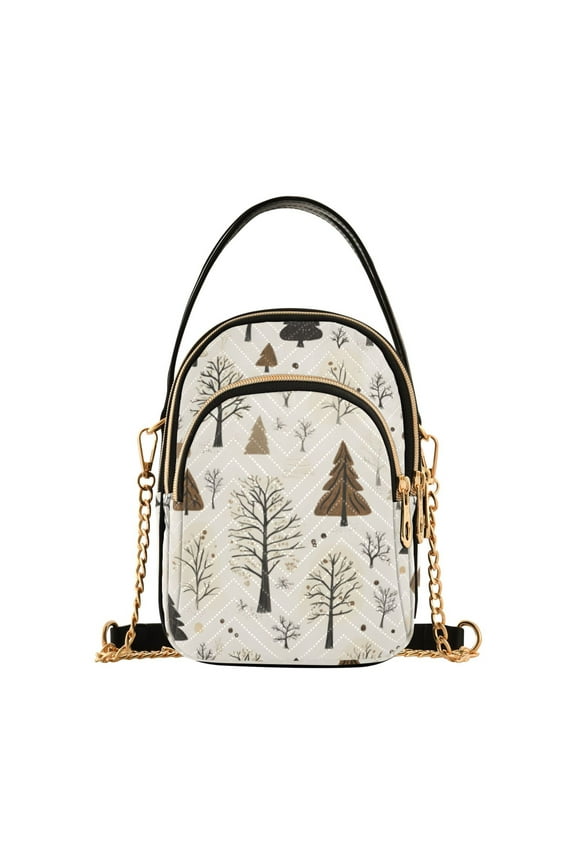 Crossbody Bag for Women Shoulder Cell Phone Purse with Zipper, Winter Forest